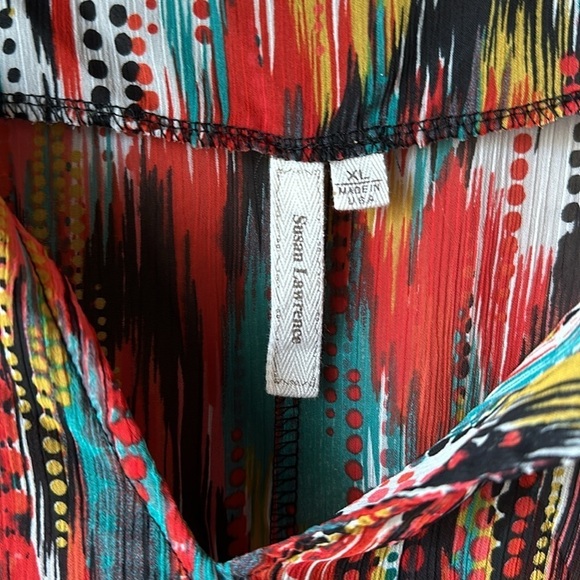 SUSAN LAWRENCE Sheer Flowy Colorful Poncho Coverup - Picture 3 of 7